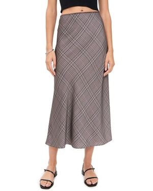 Vince Pressed Plaid Shaped Hem Skirt - Brown