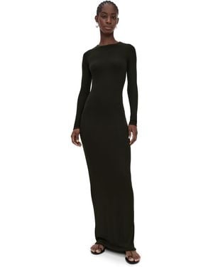 Enza Costa Silk Rib Crewneck Fluid Dress - Black