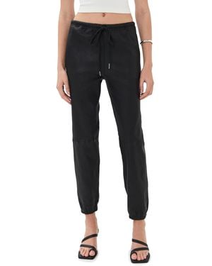 SPRWMN Leather Drawstring Sweatpants - Black