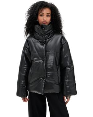 Nanushka Hide Faux Leather Puffer Coat - Black