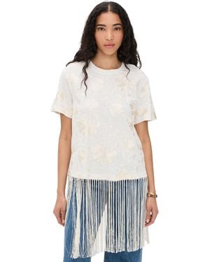 Sea Rafina Eyelet Embellished T-Shirt With Fringe - White