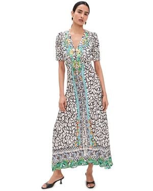 Saloni Lea Silk Maxi Dress - White