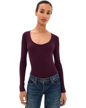 L'Agence Elara Scoop Neck Thong Bodysuit - Purple