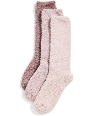 Barefoot Dreams Cozychic 3 Pair Socks Set - Pink