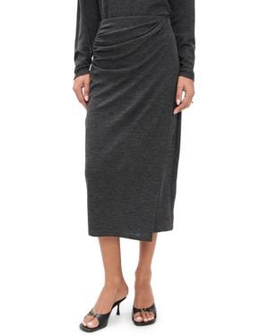 Vince Waist Draped Midi Skirt - Black