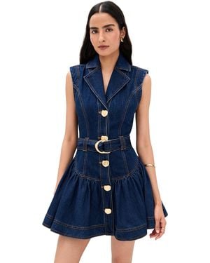 Aje. Elena Belted Denim Mini Dress - Blue
