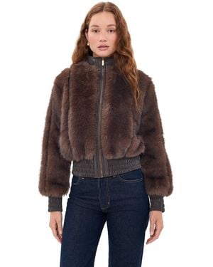 Zimmermann Valiant Faux Fur Bomber Jacket - Blue