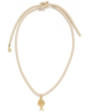 Hart Dune Ecru Necklace Cord With Fish Charm - White