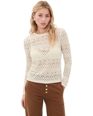 Madewell Jacquard Lace Long Sleeve Top - Natural