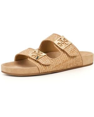 Tory Burch Mellow Raffia Slides - White