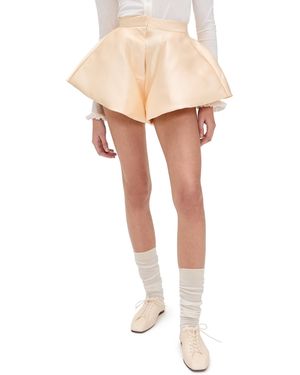Marques'Almeida Heavy Satin Volume Draped Shorts - Natural