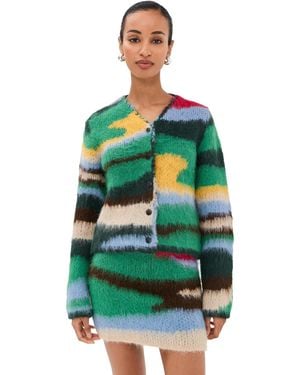 The Elder Statesman Topo Jacquard Cardigan - Green