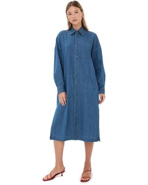 Tibi Lightweight Stone Wash Denim Shirtdress - Blue