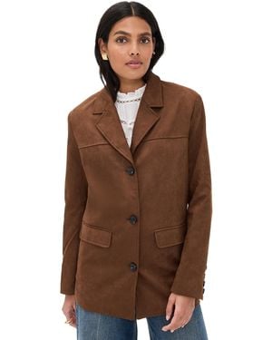English Factory Faux Suede Jacket - Brown