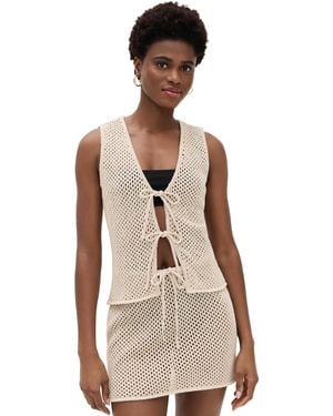 Onia Crochet Knit Tie Front Top - Natural