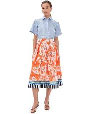 Stella Jean Striped Floral Midi Dress - Orange
