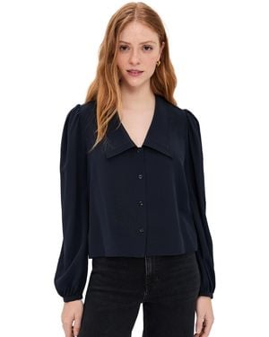 FRAME The Long Sleeve Silk Sailor Blouse - Blue