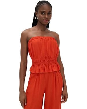 Stateside Linen Cropped Tube Top - Red