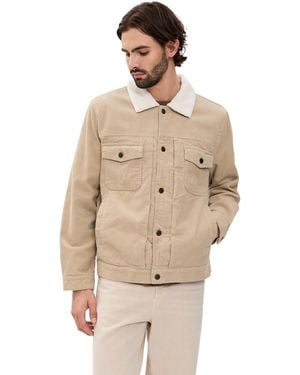 Rhythm Flannel Lined Corduroy Trucker Jacket - Natural