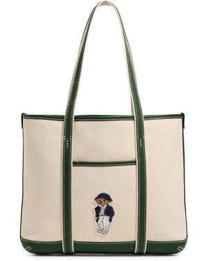 Polo Ralph Lauren Small Shaped Polo Bear Tote Bag - White