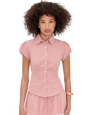 GUIZIO Liana Gingham Top - Pink