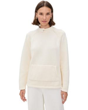 Still Here Snap Collar Sweater - White