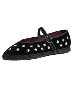 Flabelus Mae Mary Jane Flats - Black