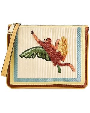 ALÉMAIS Mokshini Monkey Embroidered Clutch - Multicolor