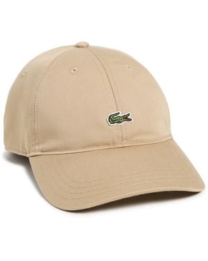 Lacoste Cotton Twill Front Logo Cap - Natural