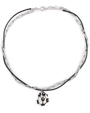 Tory Burch Double Strand Pearl Pendant Necklace - Multicolor