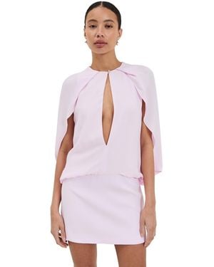 Brandon Maxwell The Edith Deep V Cape Mini Dress - White