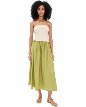 Moon River Strapless Two Tones Midi Dress - Green