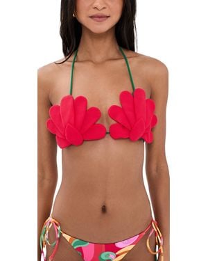 FARM Rio Placed 3D Bikini Top - Red