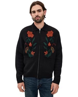 Obey Floral Zip Cardigan - Black