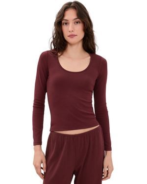 DONNI. The Baby Rib Scoop Neck Tee - Red