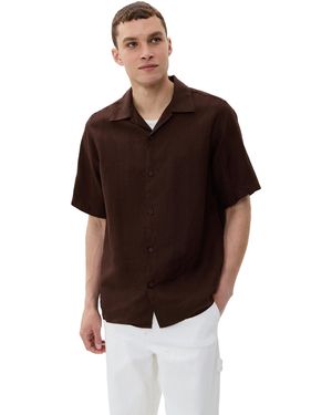 NN07 Julio Linen Camp Shirt - Brown