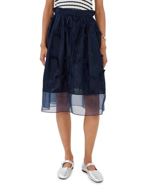 3.1 Phillip Lim Tie Waist Midi Skirt With Organza Combo - Blue