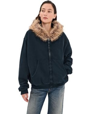Acne Studios Faux Fur Hooded Jacket - Blue