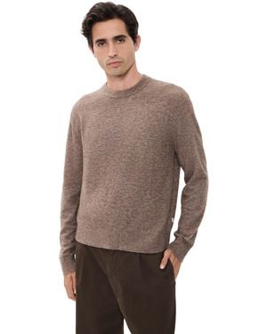 NN07 Gavin Boucle Knit Crewneck Sweater - Brown