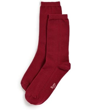 Stems Cotton Cashmere Crew Socks - Red