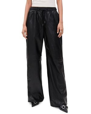 R13 Wide Leg Leather Pants - Black