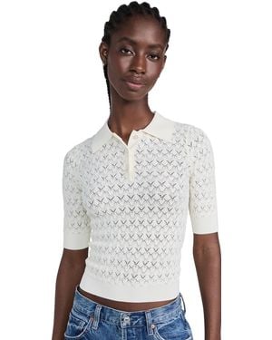 Sea Rue Fine Gauge Knit Polo Sweater - White