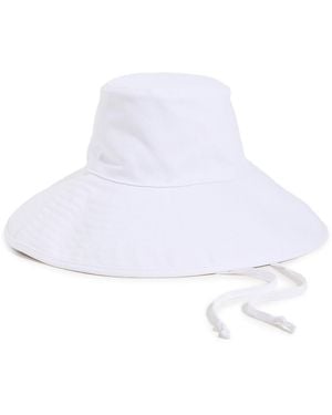 Hat Attack Livvy Canvas Sun Hat With Removable Twill Chinstrap - White