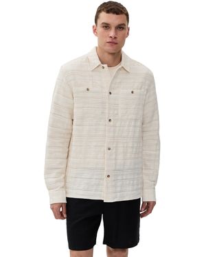 Les Deux Jonas Structured Stripe Overshirt - Natural