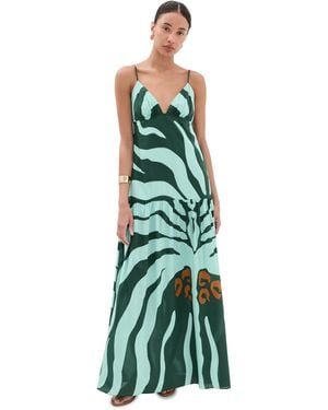 Johanna Ortiz Dark Mint Zea Palm Maxi Dress - Green