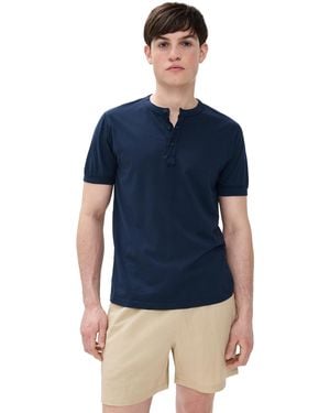 Save Khaki Short Sleeve Pima Henley - Blue