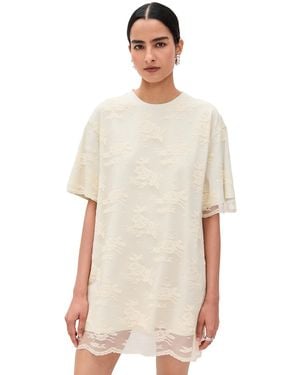 Marques'Almeida Relaxed Fit T-Shirt Dress With Lace Overlayer - Natural