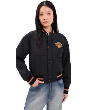 Terez Knicks Cropped Bomber Jacket - Black