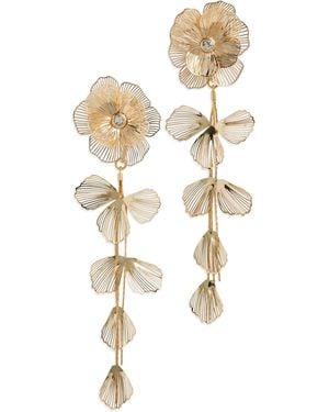 Shashi Latticed Featherlace Flower Earrings - White
