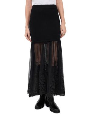 Sea Vali Embroidered Maxi Skirt - Black